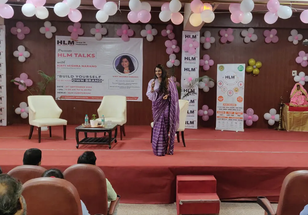 A guest lecture in progress at Mahalakshmi College for Girls